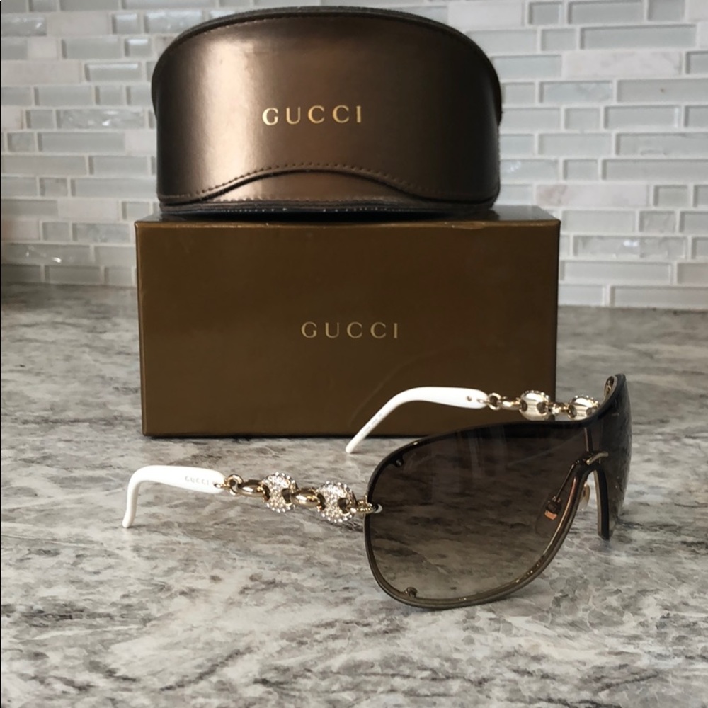 Authentic Gucci Shield Sunglasses w/ swarovskis